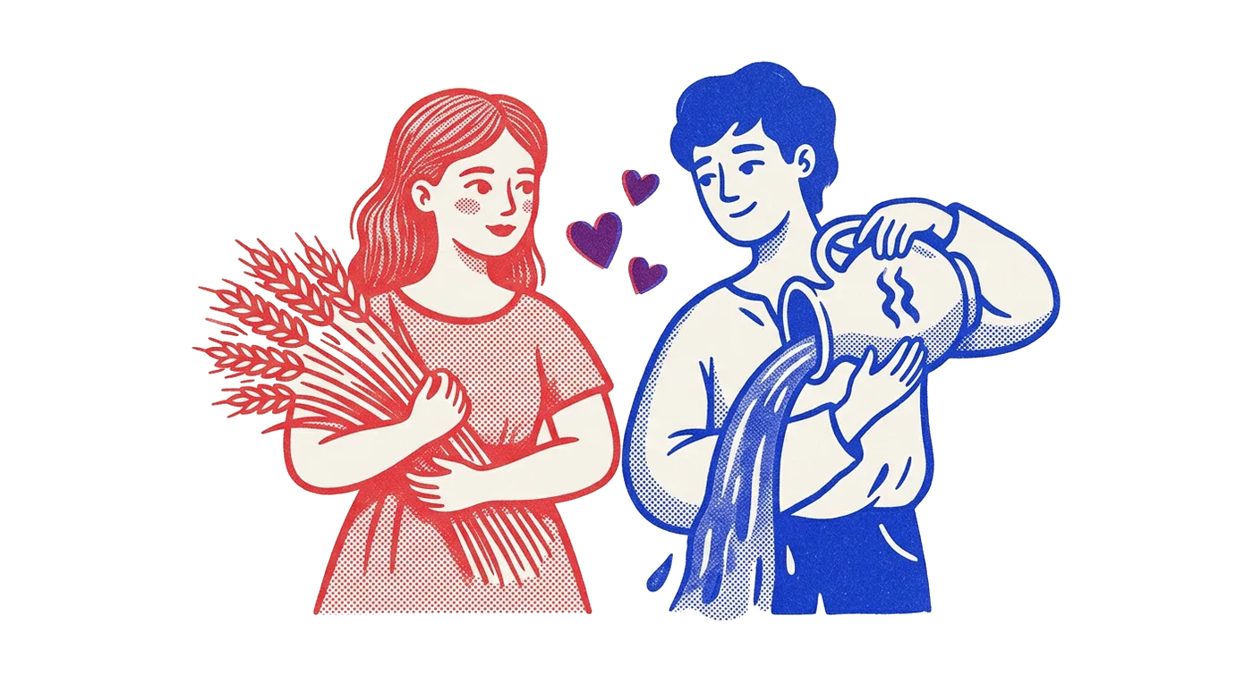 Совместимость Девы и Водолея — иллюстрация знаков